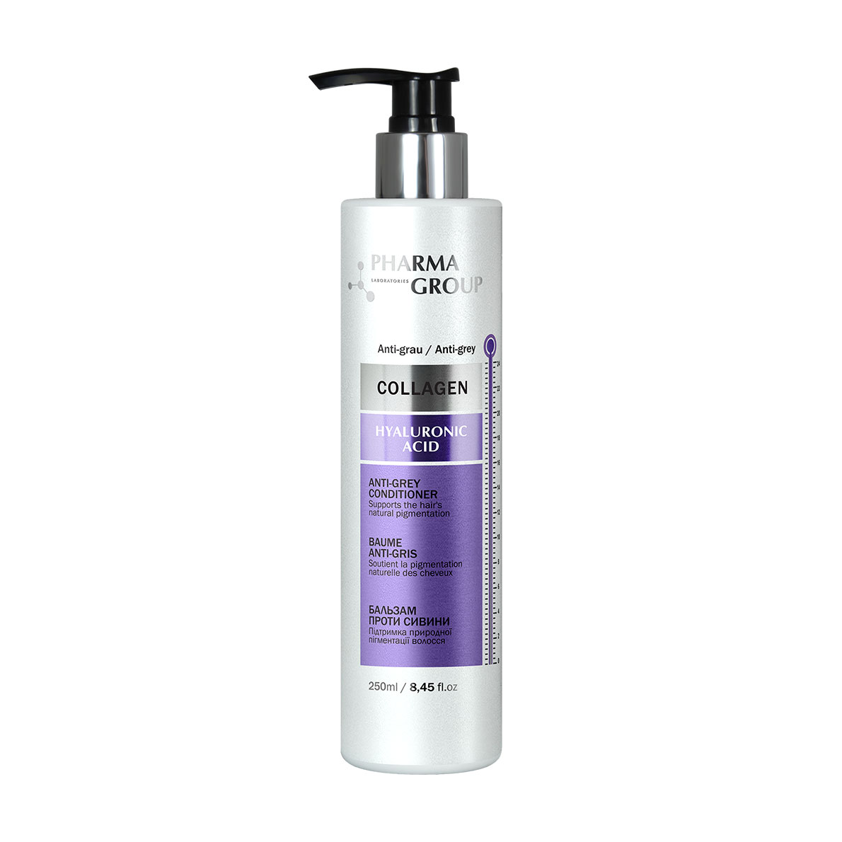 Уцінка! Бальзам Pharma Group Collagen &amp; Hyaluronic Acid Anti-Grey Conditioner проти сивини, 250 мл